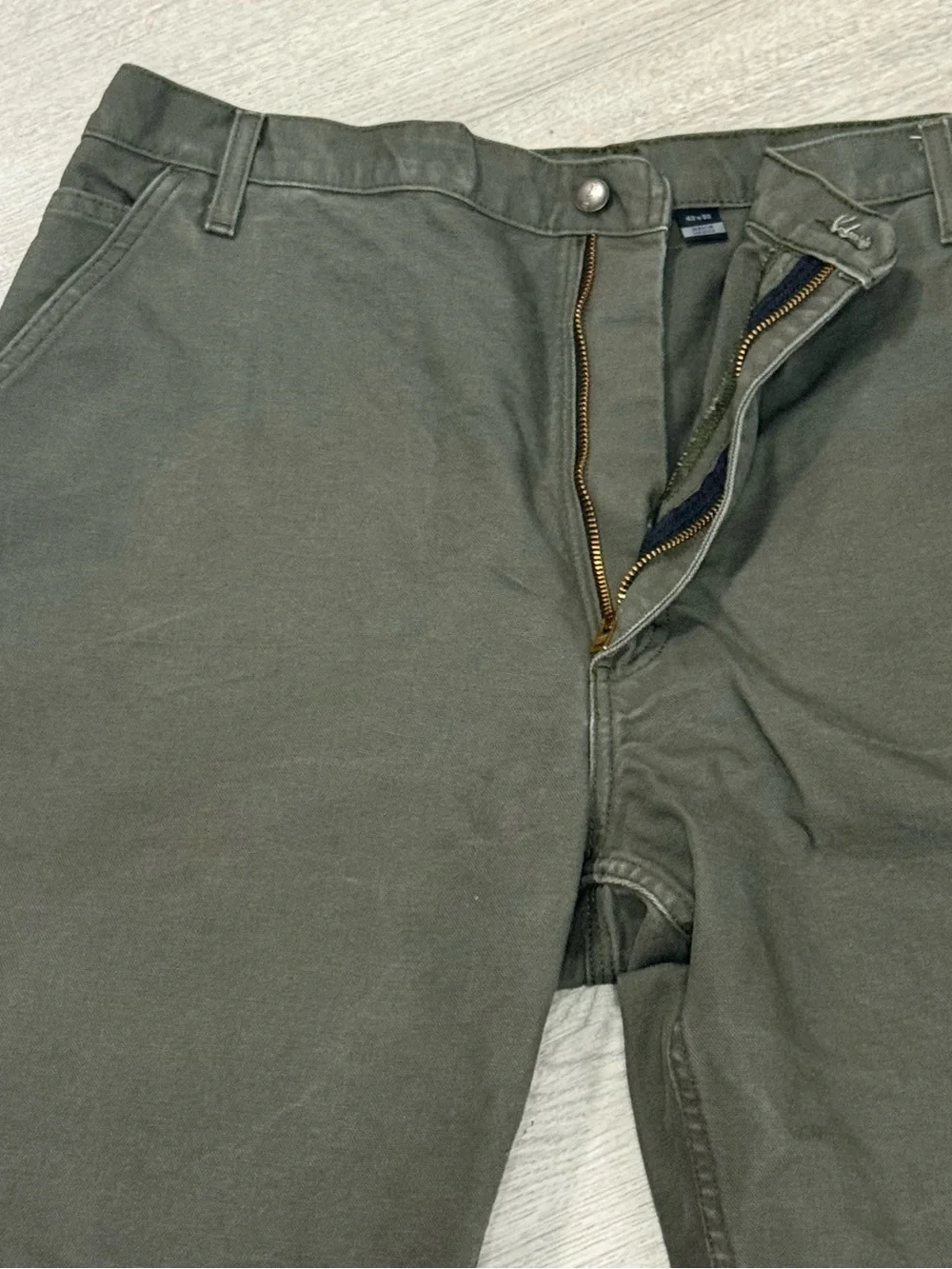 Carhartt Carpenter Khaki Green Straight-Leg Work Pants 42x32